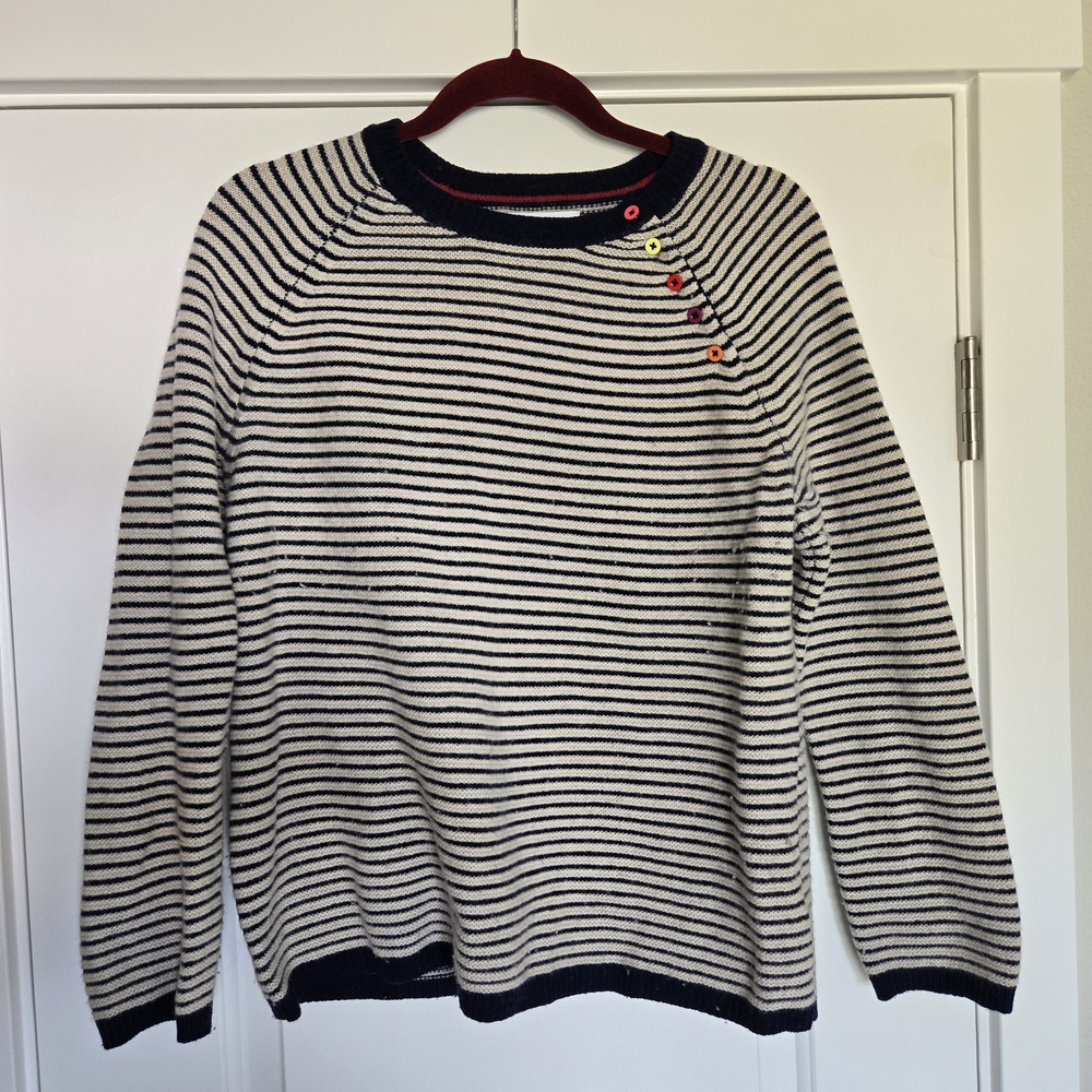 Wool Navy and Cream Striped Sweater